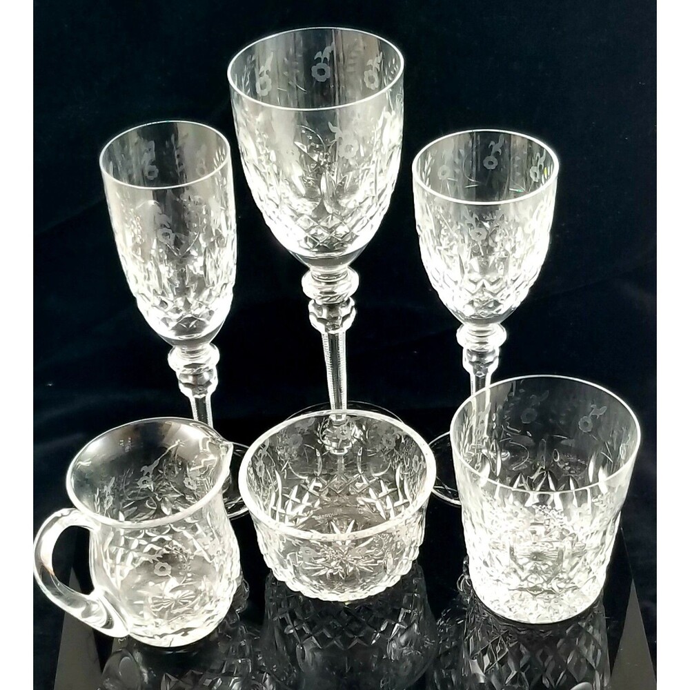 Vintage Signed Rogaska, Gallia CRYSTAL, Champagne, Wine, Water Cream/Sugar Mint